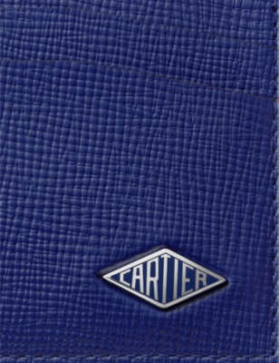 Cartier Ink Losange Logo-plaque Leather And Palladium Card Holder In Ink
