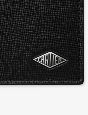 Cartier Black Losange Logo-plaque Grained Leather And Palladium Wallet In Black
