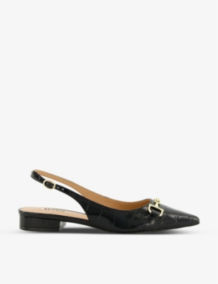 Dune Womens Black-croc Print Leather Hopeful Croc-embossed Leather Slingback Pumps | ModeSens