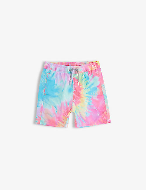 BOARDIES: Spiral tie dye recycled-polyester swim shorts 1-13 years