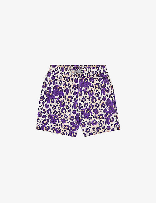 BOARDIES: Cheetah-print shell swim shorts 1-13 years