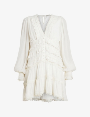 ALLSAINTS - Zora ruffled woven mini dress | Selfridges.com