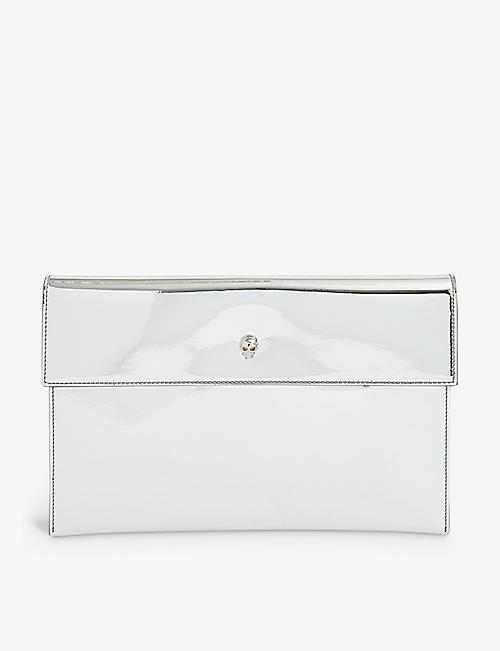 ALEXANDER MCQUEEN: Skull-embellished faux-leather envelope pouch