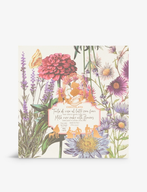 Milk chocolate rice cake with edible flowers 480g