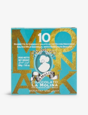 LA MOLINA: Molisnack salted milk gianduja and hazelnut chocolate bars pack of 10