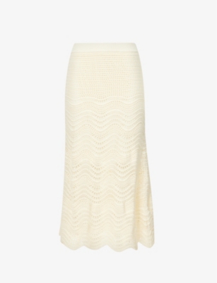 Zimmermann Neutral Devi Cotton Knitted Skirt In Cream