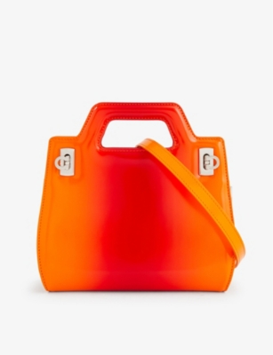 Ferragamo Mini Wanda Calf Leather Tote Bag In Orange X Sfumatura