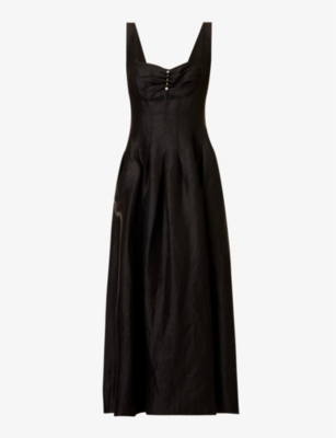 Aje Divinity Pearl-detail Midi Dress In Black