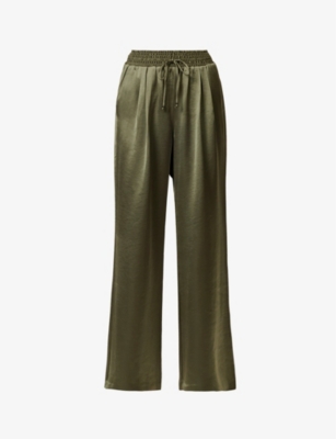 PAIGE: Tinesia straight-leg mid-rise satin trousers