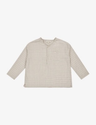 CARAMEL: Adonis check cotton-voile shirt 3-12 years