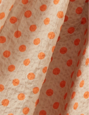 Shop Caramel Girls Orange Polka Dot Kids Agave Poppy-print Seersucker-cotton Dress 3-12 Years