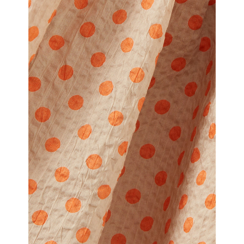 Shop Caramel Agave Poppy-print Seersucker-cotton Dress 3-12 Years In Orange