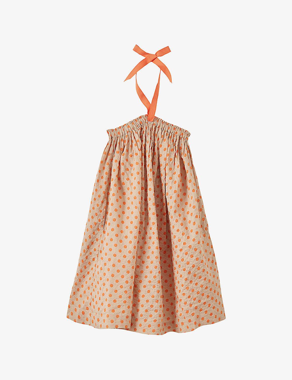 Caramel Girls Orange Polka Dot Kids Agave Poppy-print Seersucker-cotton Dress 3-12 Years