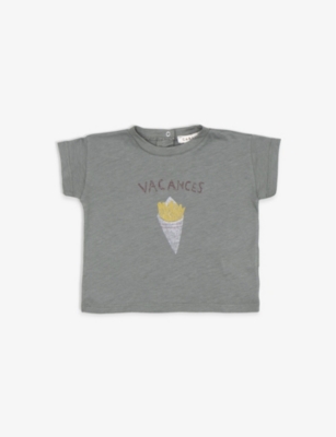 Caramel Babies'  Khaki Ahipa Chip-seaside Print Organic Cotton-blend T-shirt 3 Months - 12 Years