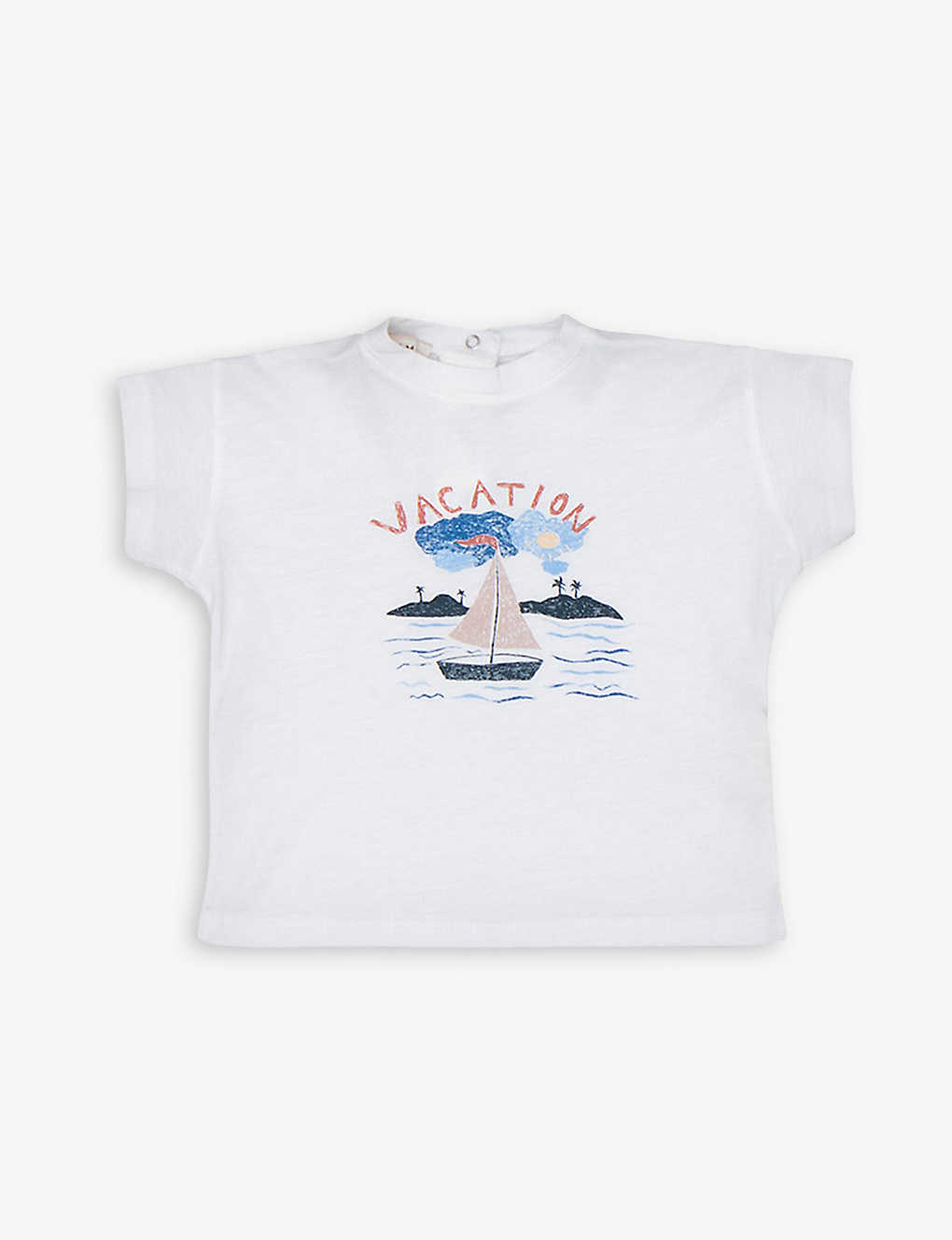 Caramel Babies'  Off White Ahipa Chip-seaside Print Organic Cotton-blend T-shirt 3 Months - 12 Years
