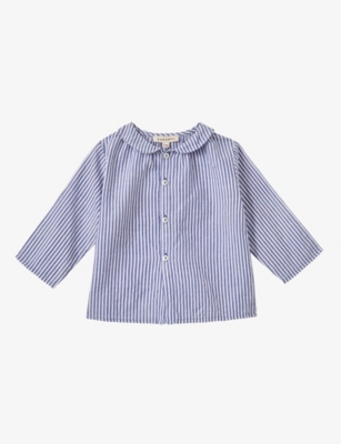 CARAMEL: Aloe stripe cotton-voile shirt 6 months - 12 years