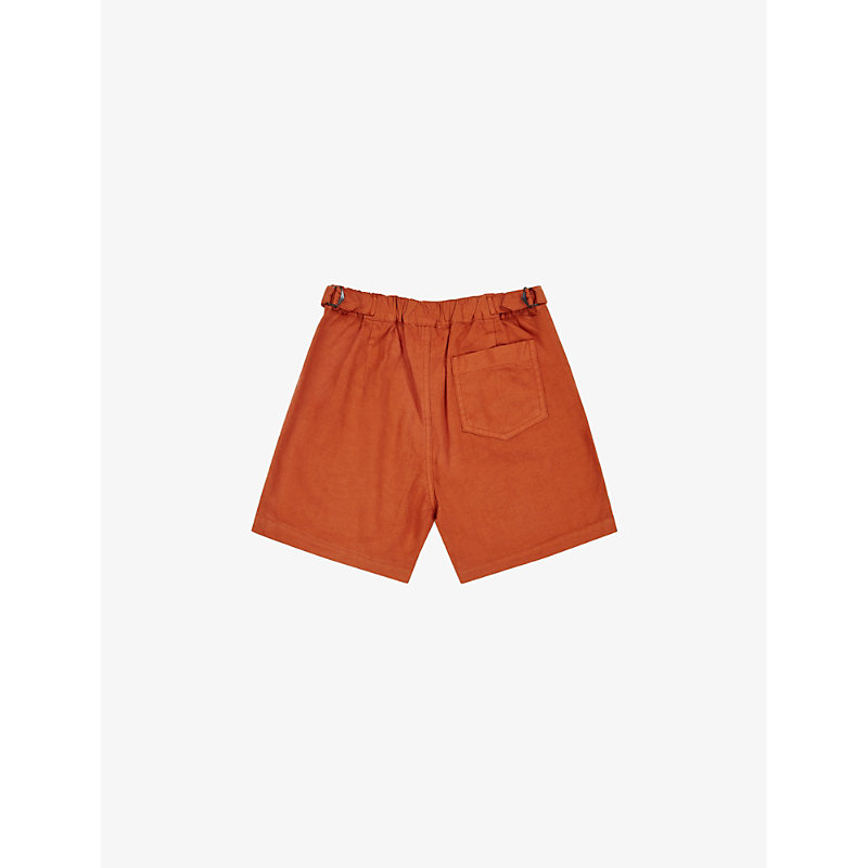 Shop Caramel Orange Arum Pleated Cotton-twill Shorts 3-12 Years