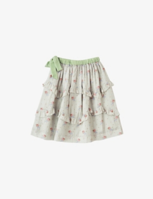 Caramel Girls Rose Bouquet Print Kids Azalea Rose Bouquet-print Cotton Skirt 3-12 Years