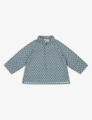 CARAMEL: Burdock geometric-print cotton-poplin shirt 3-12 years