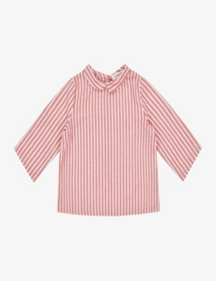 Caramel Babies'  Red Stripe Carrot Stripe-pattern Long-sleeve Cotton Shirt 3 Months- 2 Years