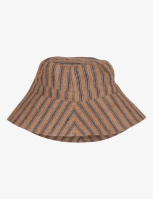 Lemon Stripe Terry Girls Sun Bucket Hat 3-14 - Shade Critters