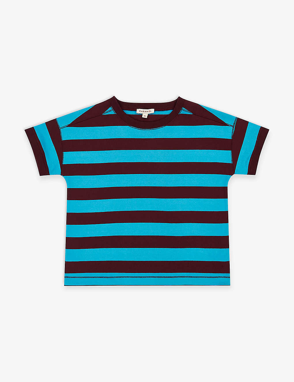 Caramel Girls Burgundy Blue Stripe Kids Dregea Stripe Cotton T-shirt 3-12 Years