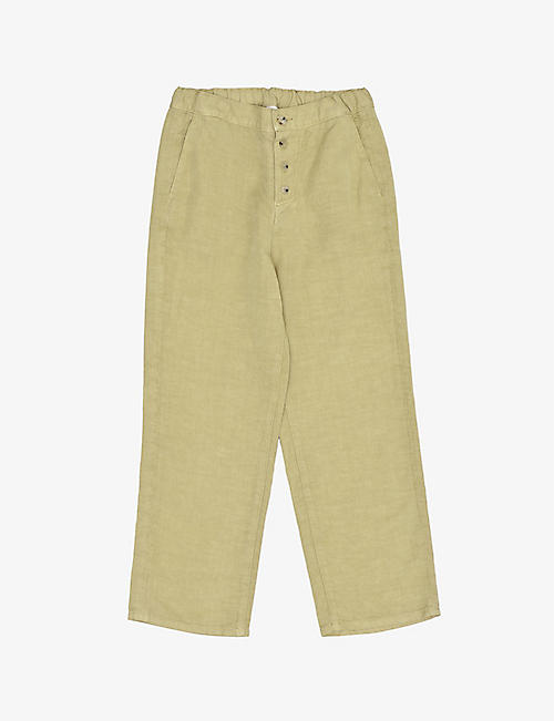 CARAMEL: Erodium round-pocket linen trousers 3-12 years