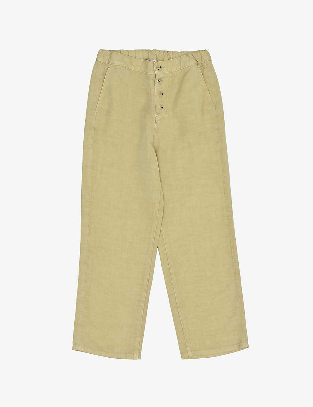 Caramel Boys Pale Yellow Kids Erodium Round-pocket Linen Trousers 3-12 Years