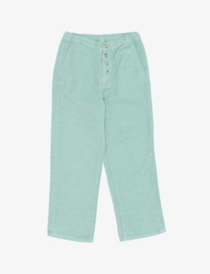 Caramel Boys Turquoise Kids Erodium Round-pocket Linen Trousers 3-12 Years