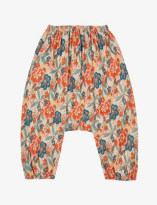 CARAMEL: Faraday floral-print cotton baby trousers 3-24 months