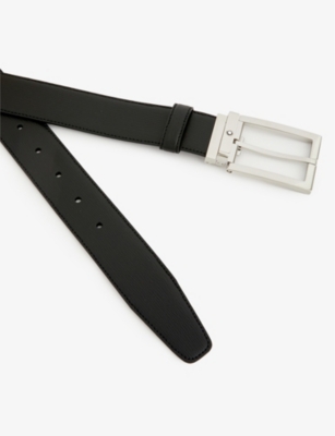 Montblanc Mens Black Rectangular Buckle Leather Belt In Black
