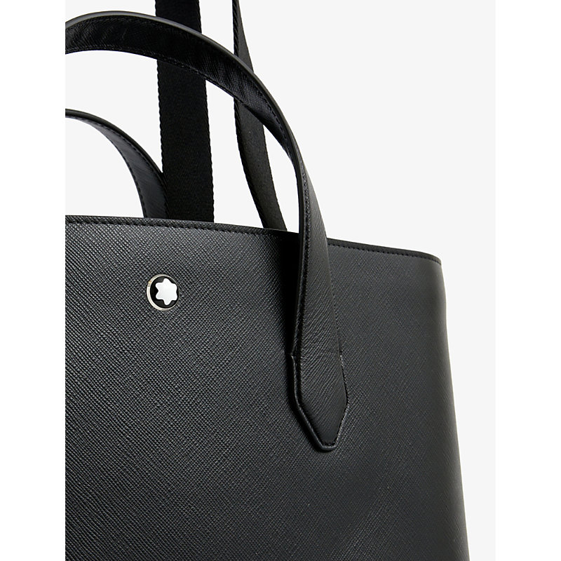 Shop Montblanc Sartorial Brand-plaque Leather Tote Bag In Black