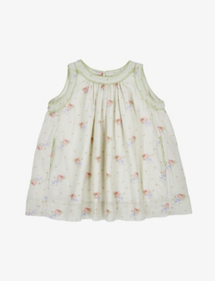 Caramel Girls Rose Bouquet Print Kids Ginger Floral-embroidered Linen Dress 3 Months - 12 Years