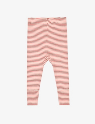 Caramel Babies'  Redcurrent Stripe Judd Stripe Ribbed Cotton-jersey Leggings 3 Months - 12 Years