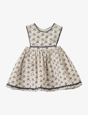 Caramel Babies'  Polka Floral Print Jupiter Polka Floral-print Cotton Pinafore Dress 3-24 Months