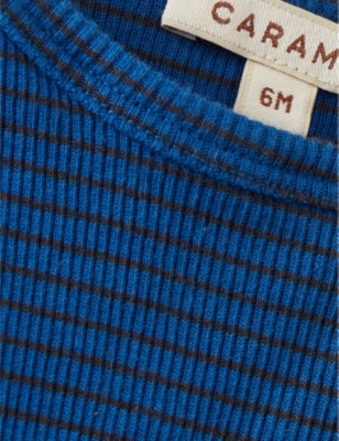 Shop Caramel Charcoal Blue Stripe Kishon Stripe Ribbed Cotton-jersey Top 3 Months - 12 Years In Barely Black