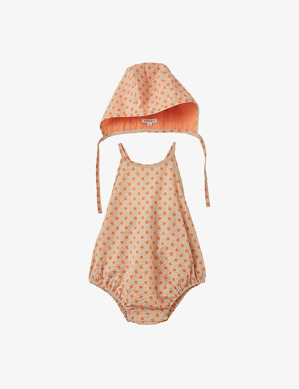 Caramel Babies'  Orange Polka Dot Lavendula Polka-dot Seersucker-cotton Two Piece Set 3-18 Months