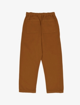 CARAMEL: Leda drawstring cotton-twill trousers 3-16 years