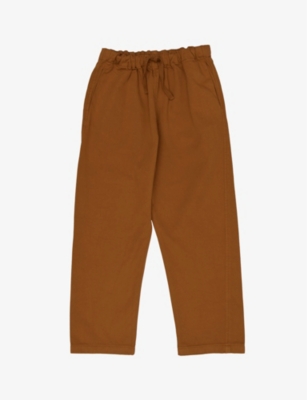 CARAMEL: Leda drawstring cotton-twill trousers 3-16 years