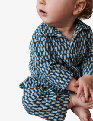 CARAMEL: Linum geometric-print cotton baby trousers 3-24 months