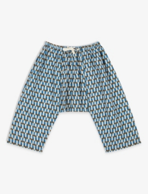 CARAMEL: Linum geometric-print cotton baby trousers 3-24 months