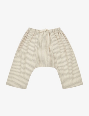 Caramel Girls Pin Stripe Kids Linum Geometric-print Cotton Baby Trousers 3-24 Months