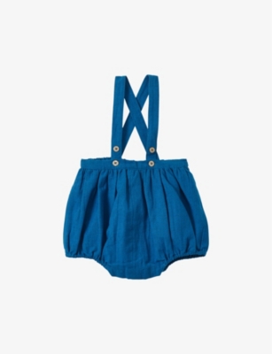 Caramel Babies'  Electric Blue Musa Linen Romper