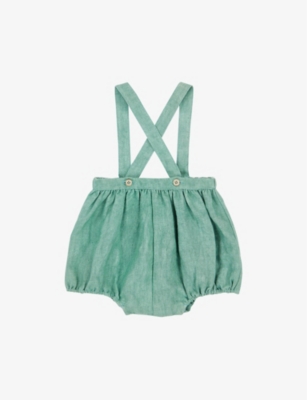 Caramel Babies'  Turquoise Musa Linen Romper 12 Months