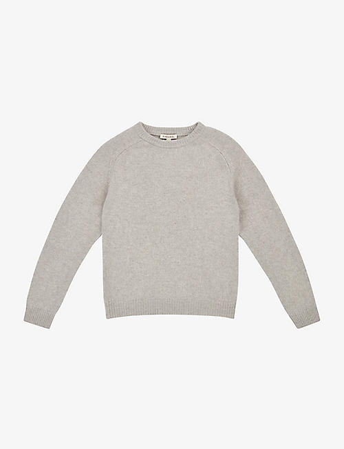 CARAMEL: Poa contrasting cotton-blend jumper 3-12 years