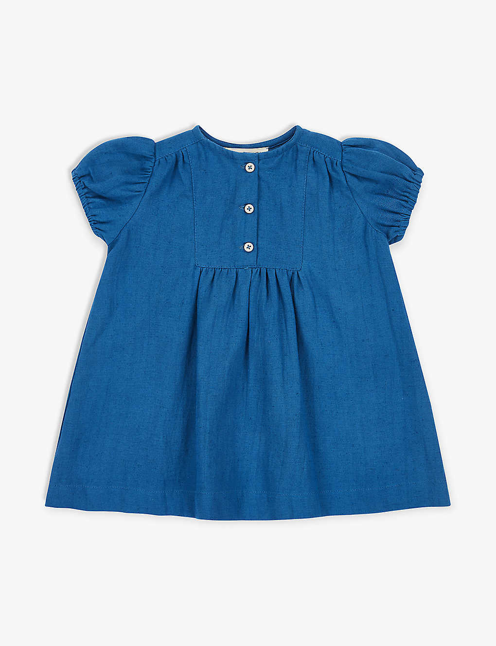 Caramel Babies'  Electric Blue Yarrow Puff-sleeve Cotton Dress 3-24 Months