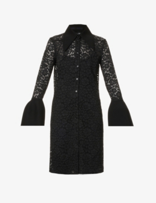 PROENZA SCHOULER: Flared-sleeve floral-lace midi dress