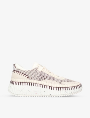CHLOE: Nama embroidered suede and recycled-mesh trainers