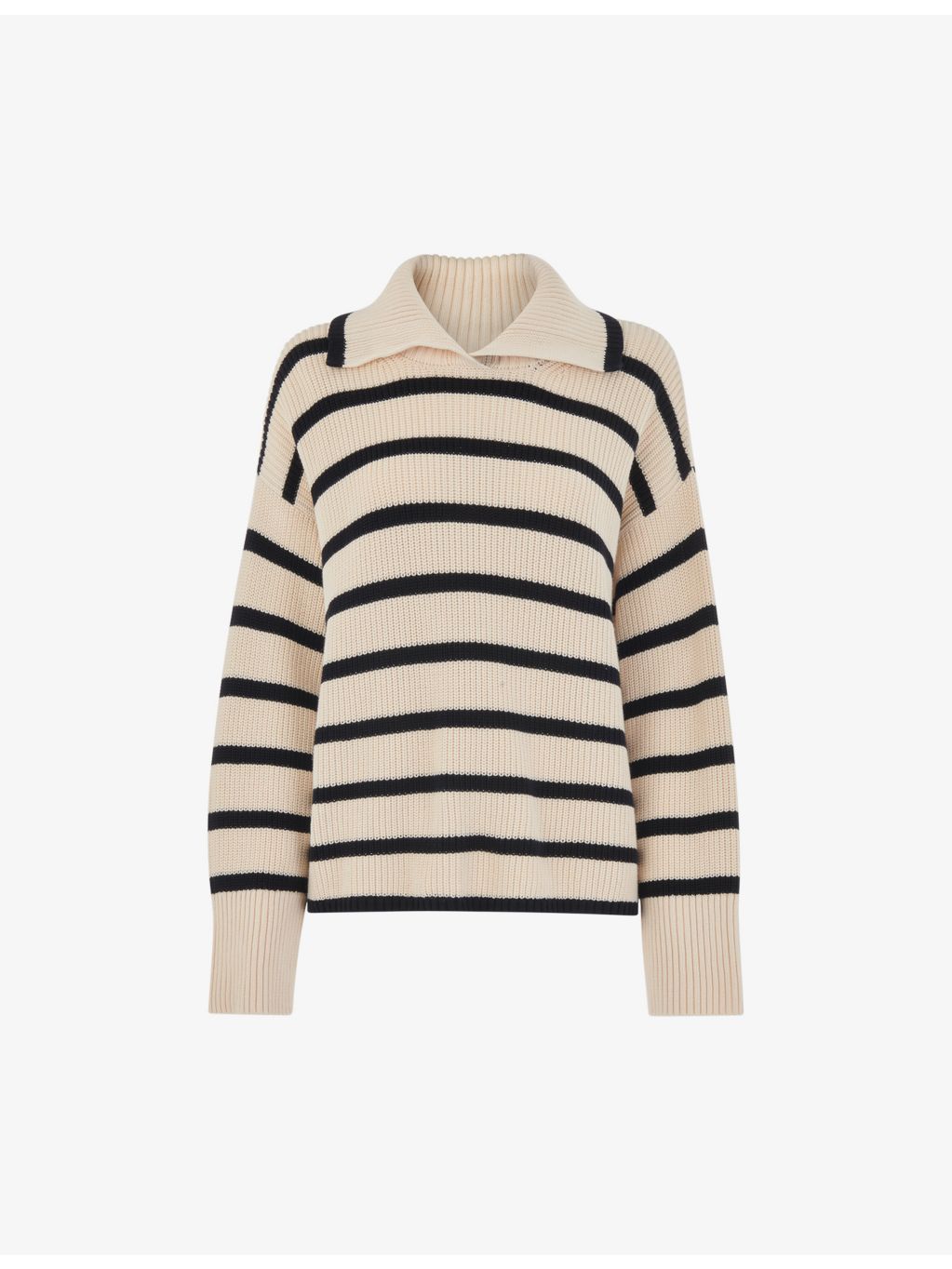 WHISTLES - Oversized-collar stripe cotton jumper