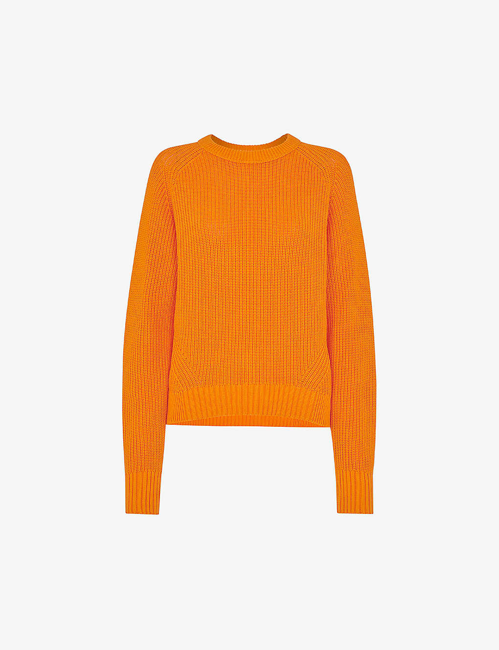 Whistles Womens Bright Orange Round-neck Ribbed Cotton-knit Jumper